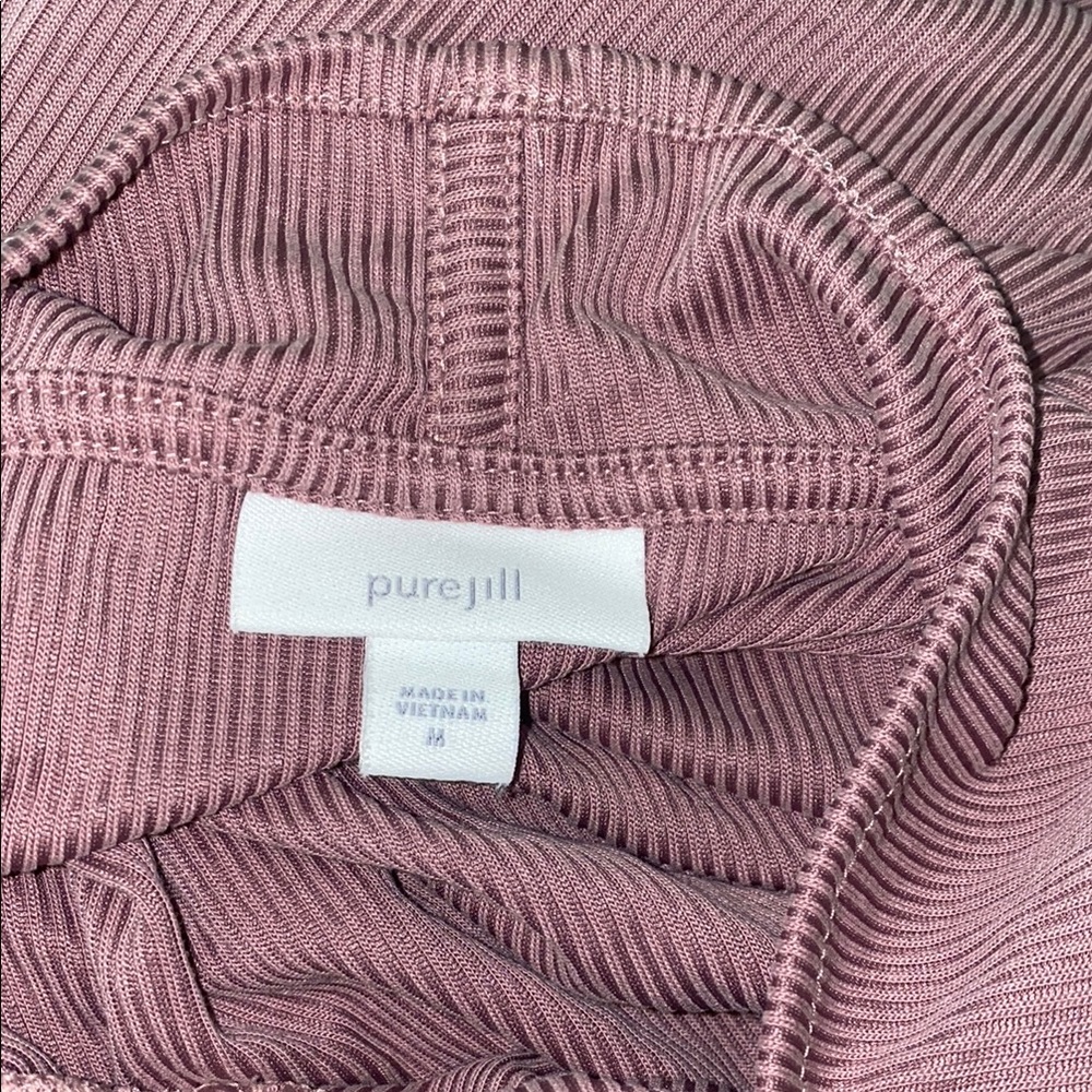 🪿Pure Jill Mauve Ribbed Knit Cowl Neck Oversized Long Tunic Lagen-look Top! - Picture 3 of 10